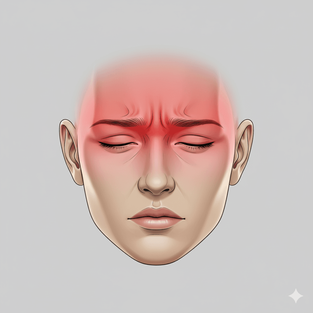 Síntomas del dolor de cabeza en la frente