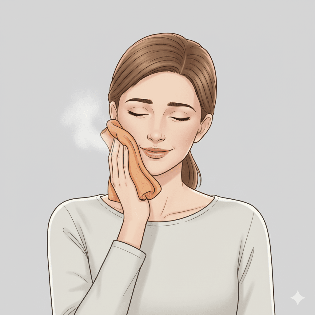 Tratamiento con compresa caliente para dolor mandibular