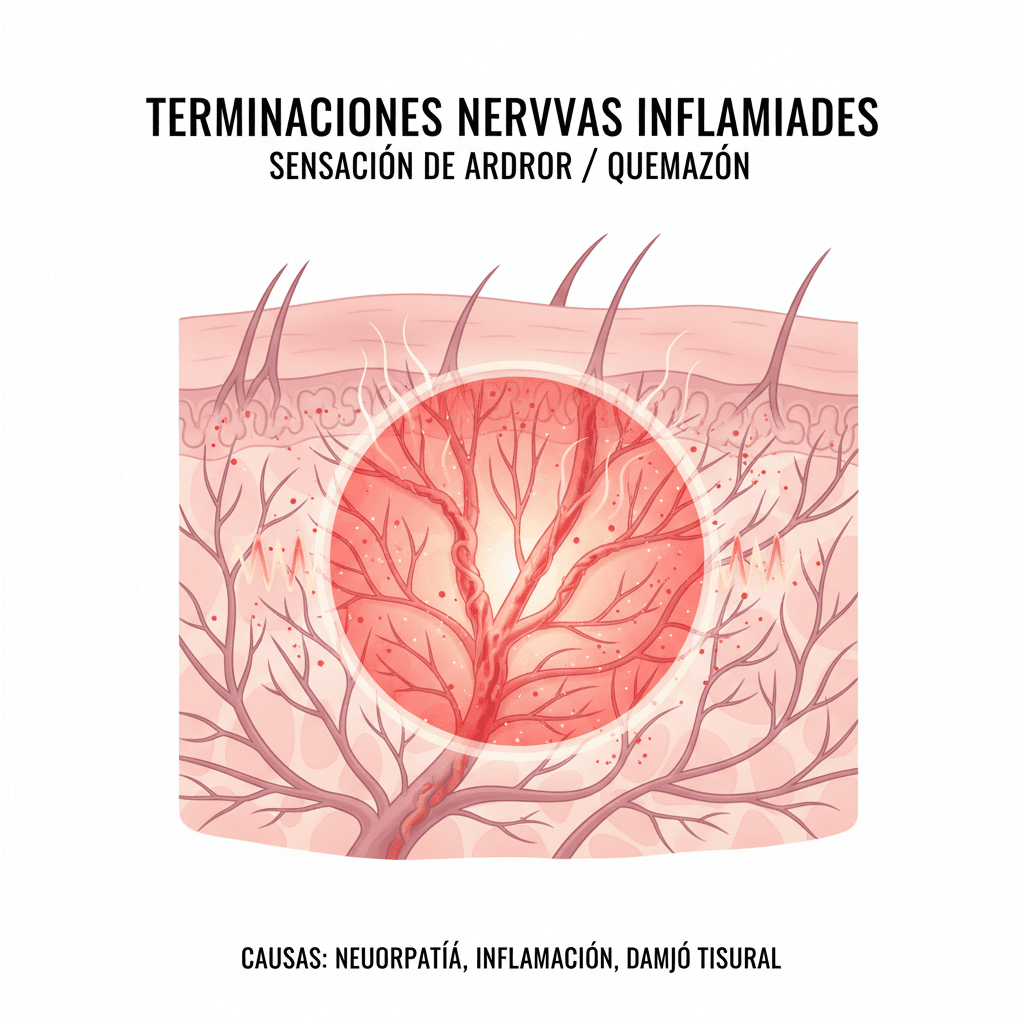 Inflamación de nervios que causa ardor en la piel